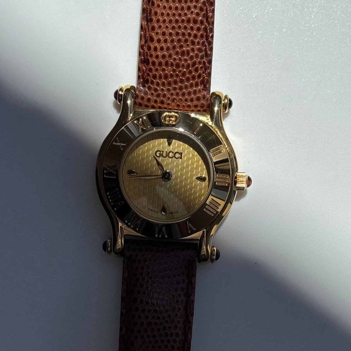 Gucci 1990s Gold Dial Gold Plated Watch