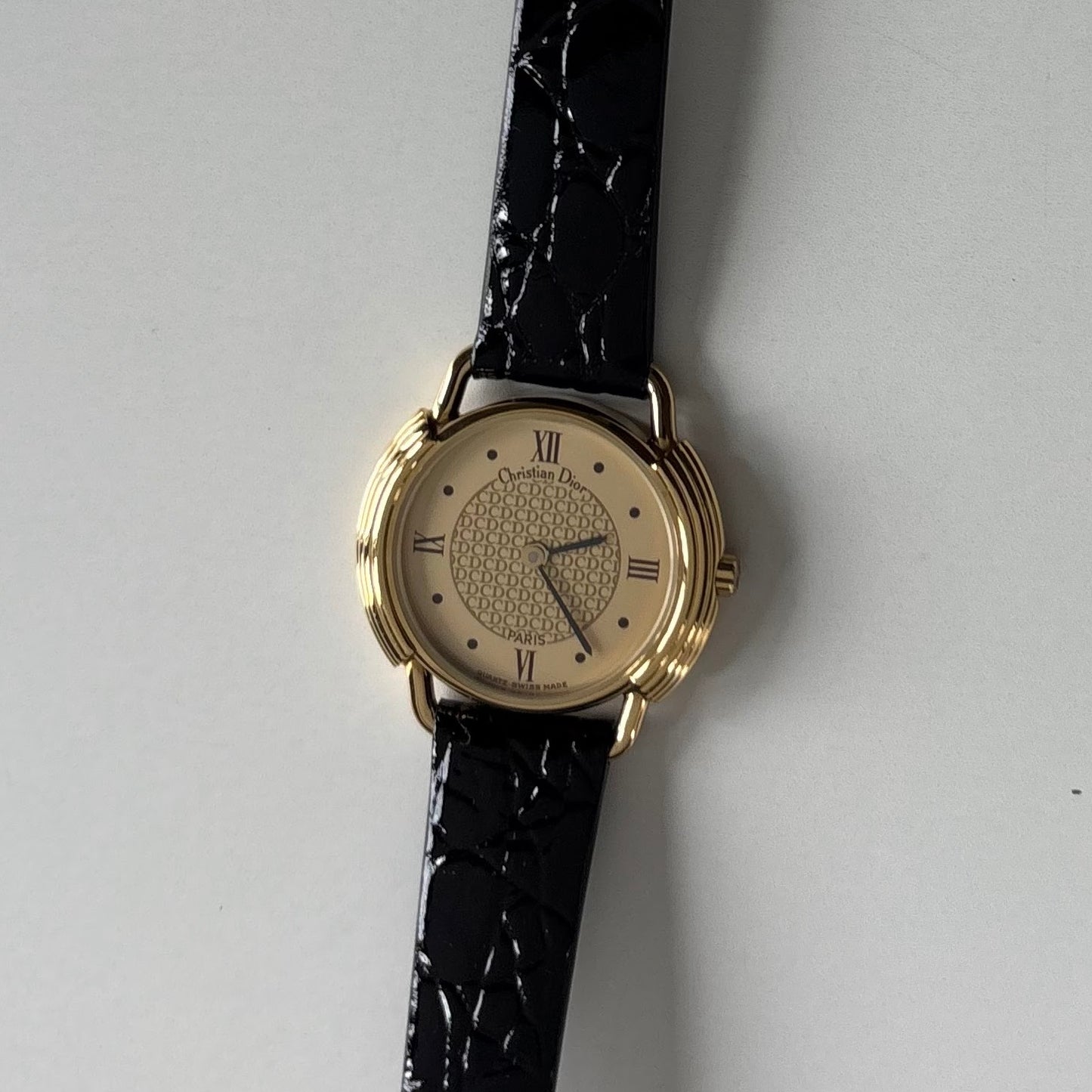 Dior 1990s Round Dial Gold Plated Watch