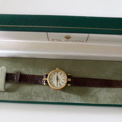 Gucci 1990s Gold Plated Round Watch