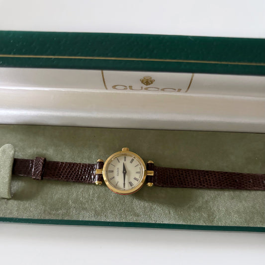 Gucci 1990s Gold Plated Round Watch
