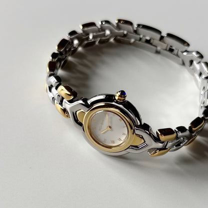 Yves Saint Laurent 1990s Round Dial Two Tone Gold Plated Watch
