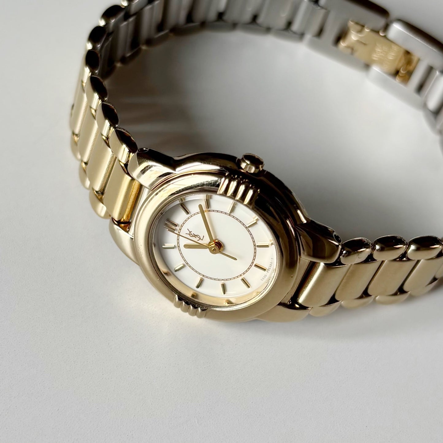 Yves Saint Laurent 1990s Round Dial Gold Plated Watch