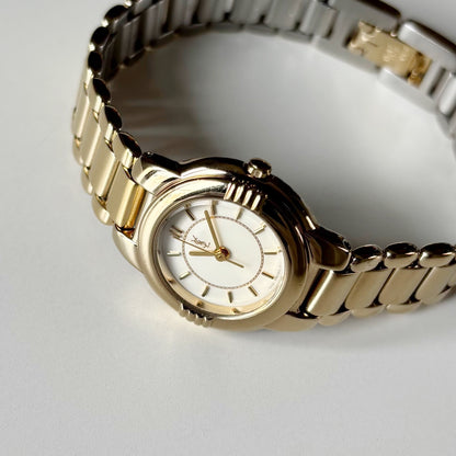 Yves Saint Laurent 1990s Round Dial Gold Plated Watch
