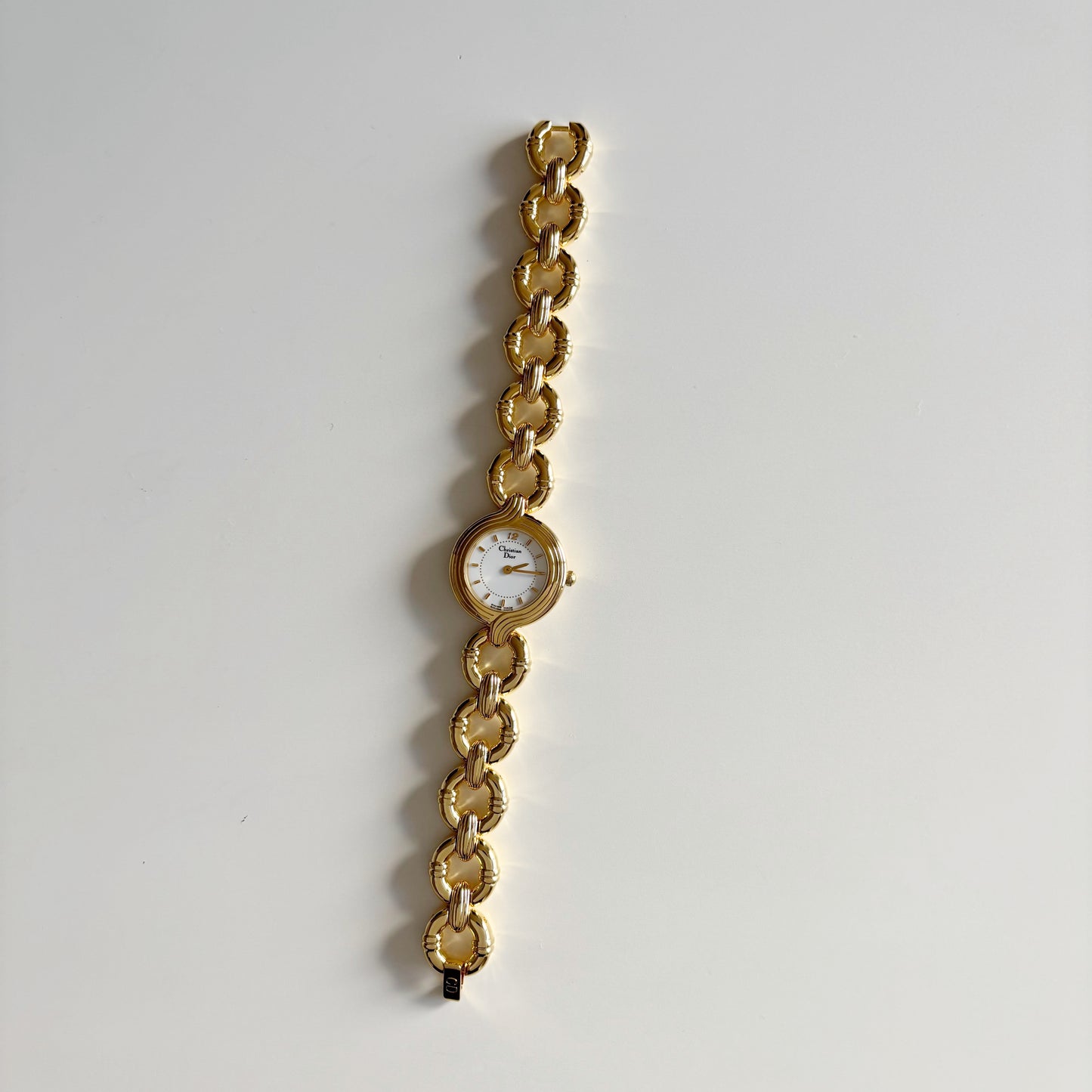 Dior 1990s Round Dial Gold Plated Watch