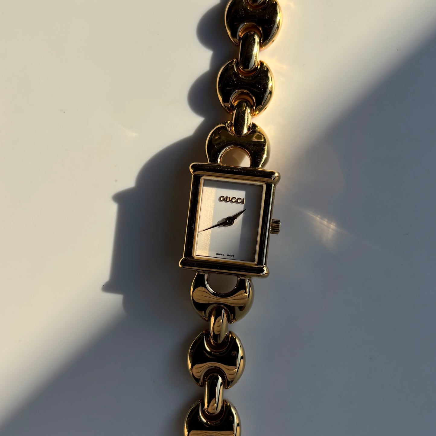 Gucci 1990s Interchangeable Strap Gold Plated Watch with 3 straps, case