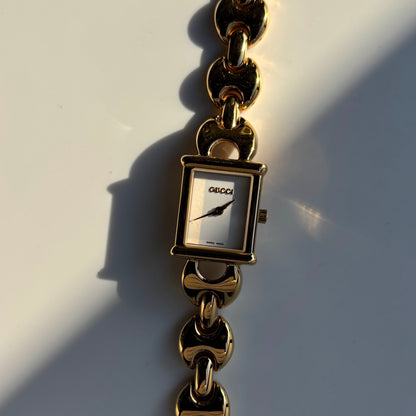Gucci 1990s Interchangeable Strap Gold Plated Watch with 3 straps, case