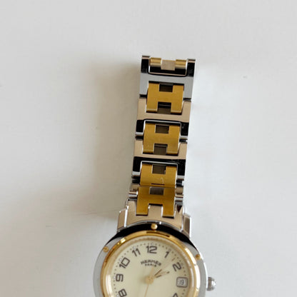Hermes 1990s Clipper Date Round Dial Watch