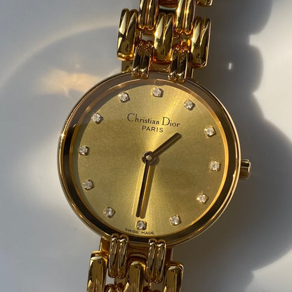 Dior 1990s Bagheera Gold Plated Round Watch