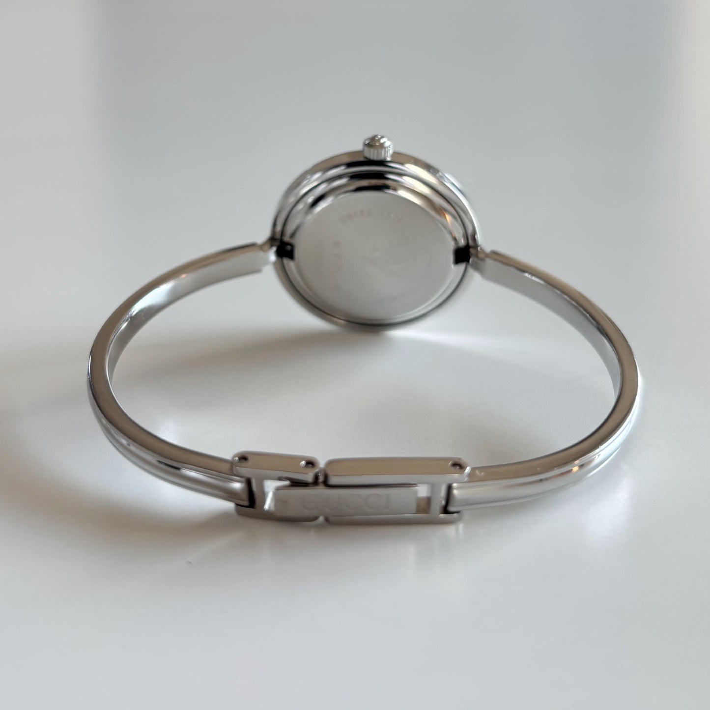 Gucci 1990s Interchangeable Bezel Stainless steel Bangle Watch with 12 bezels, case (Small)