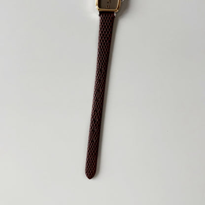 Celine 1980s Rectangular Dial Two Tone Watch