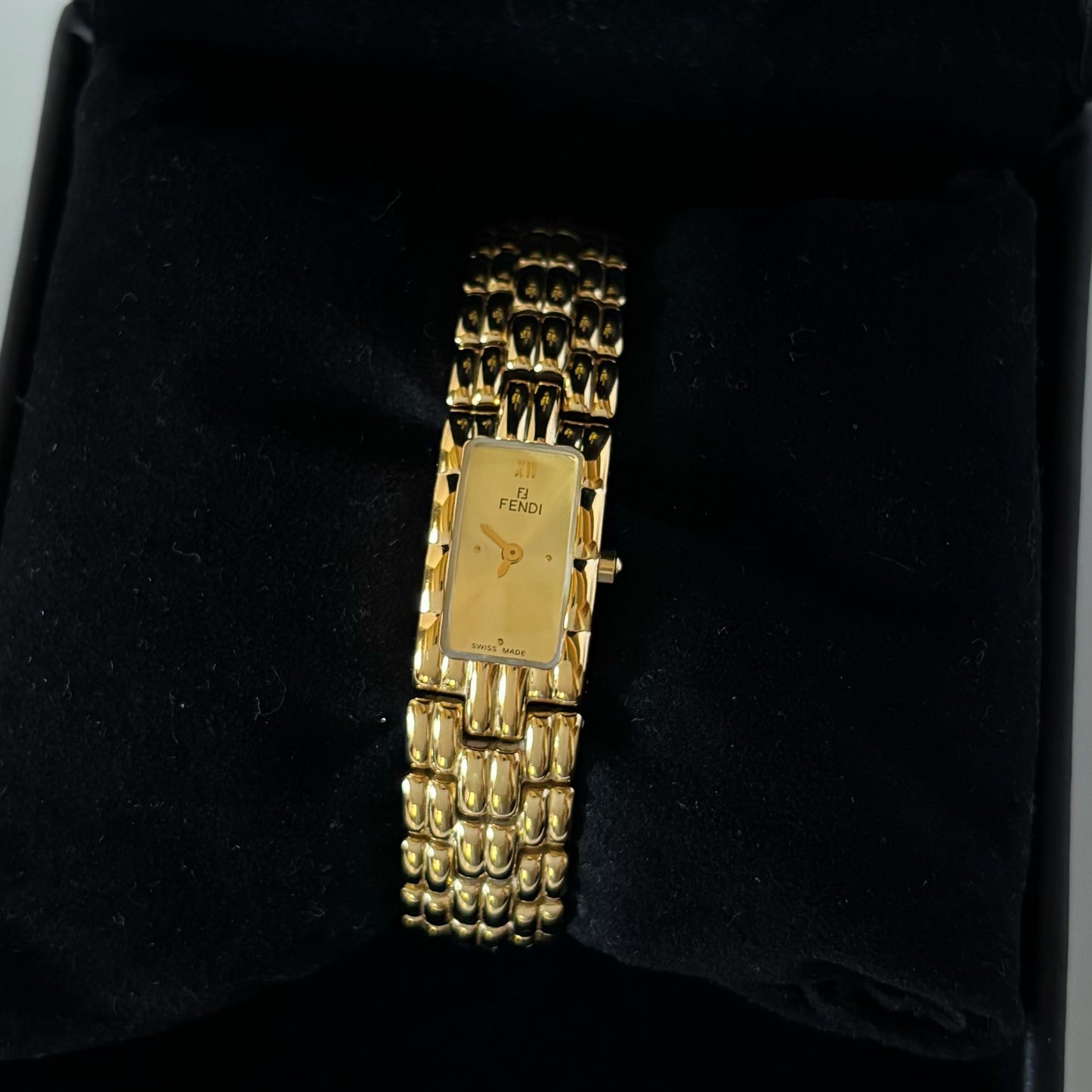 Fendi 1990s Gold Dial Gold Plated Watch