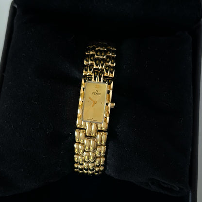 Fendi 1990s Gold Dial Gold Plated Watch