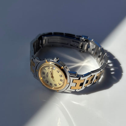 Hermes 1990s Clipper Date Round Dial Watch