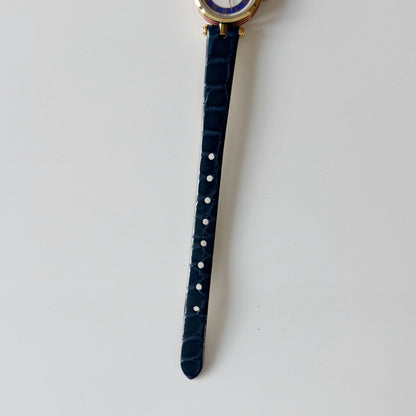 Gucci 1990s Sherry Round Dial Blue Watch