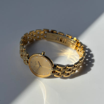 Dior 1990s Round Gold Dial Gold Plated Watch