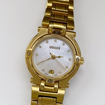 Gucci 1990s Seashell Dial Gold Plated Watch