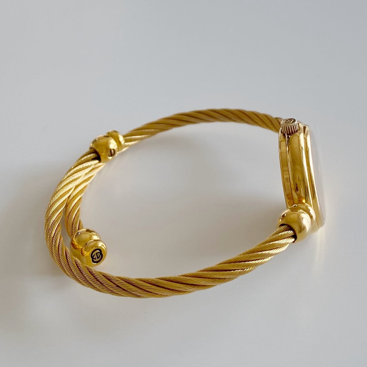 Gucci 1990s Blue Dial Gold Plated Cable Bangle Watch