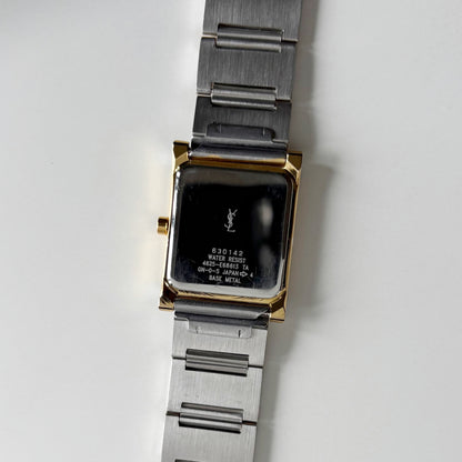 Yves Saint Laurent 1990s Square Dial Gold Plated Two Tone Watch