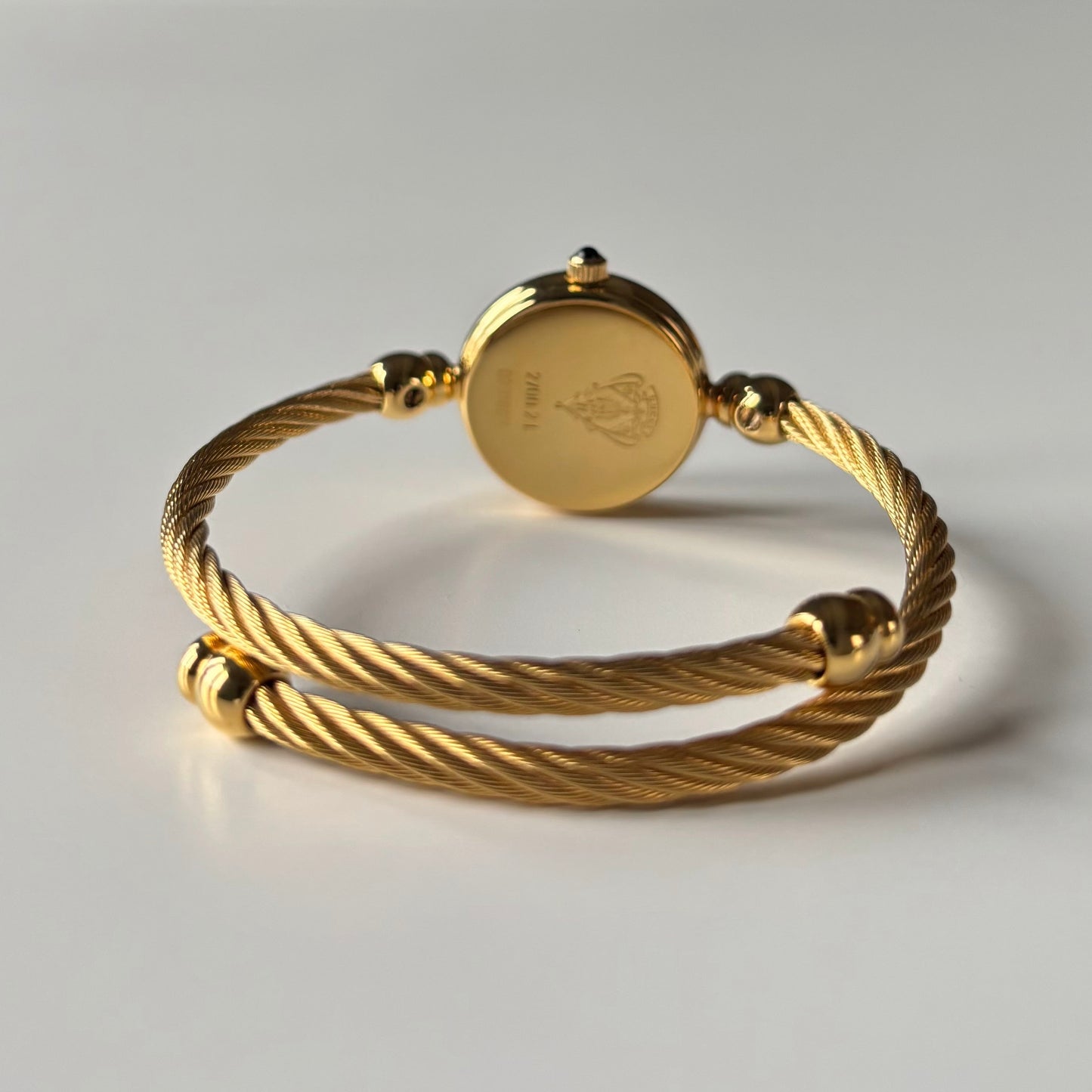 Gucci 1990s Black Dial Gold Plated Cable Bangle Watch