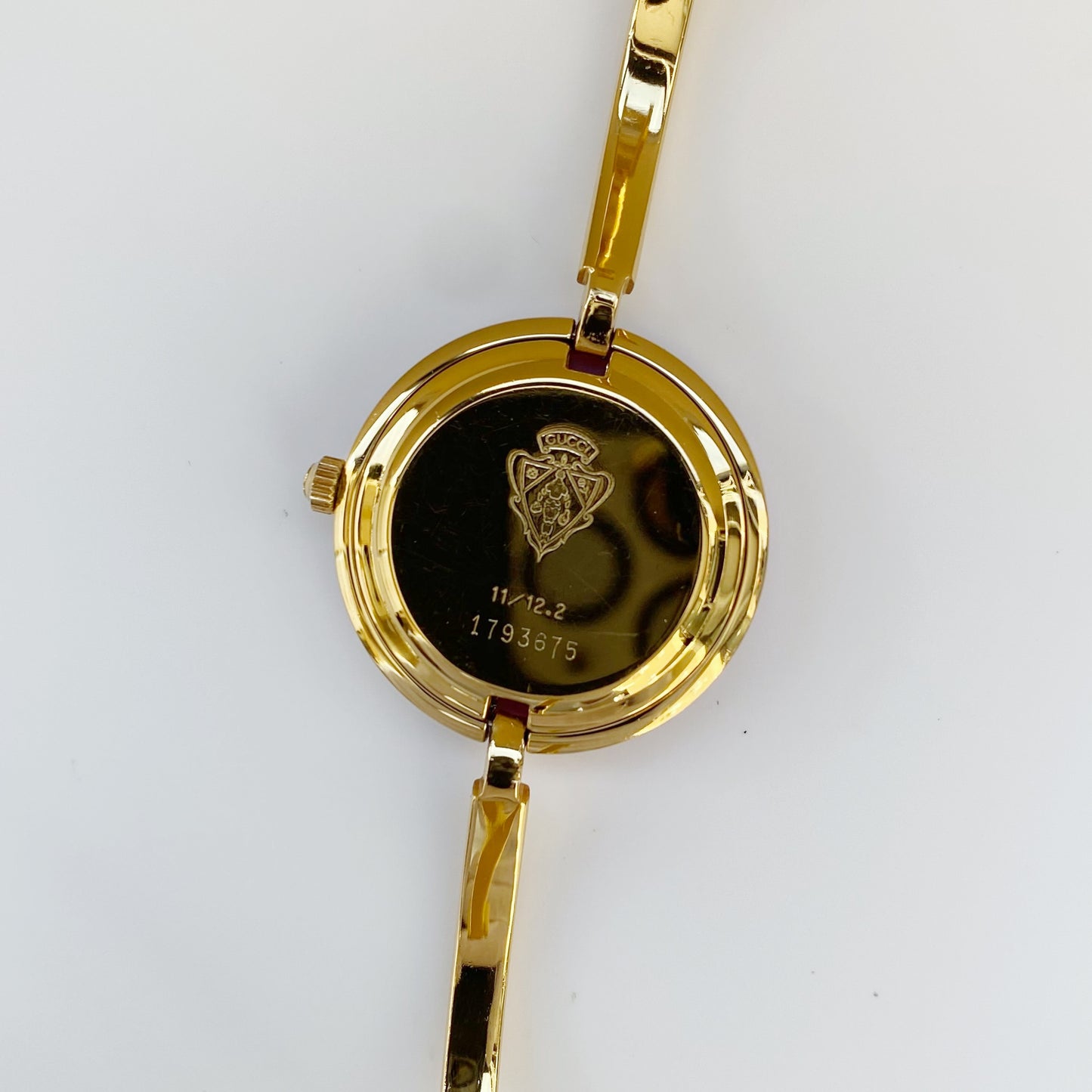 Gucci 1990s Interchangeable Bezel Gold Plated Bangle Watch with 12 bezels, case (Small)