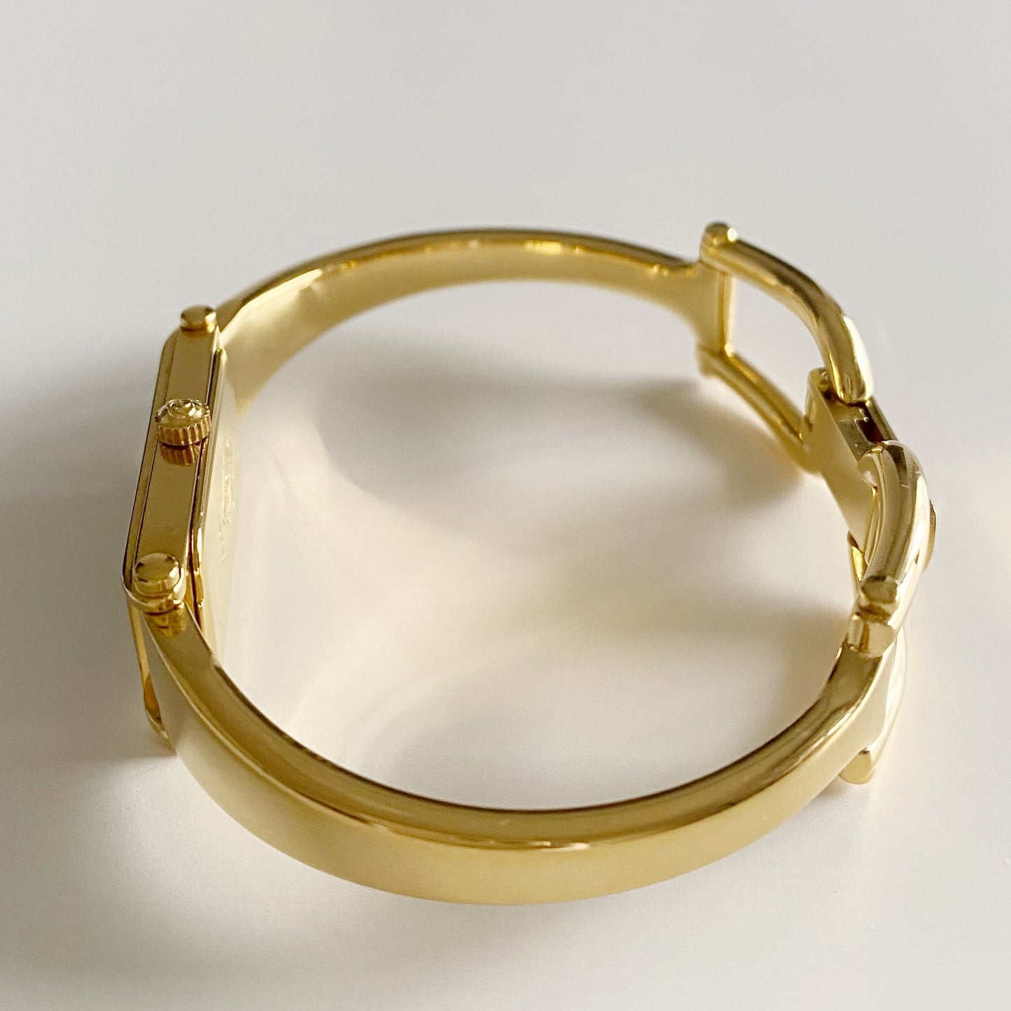 Gucci 1990s Gold Dial Gold Plated Bangle Watch