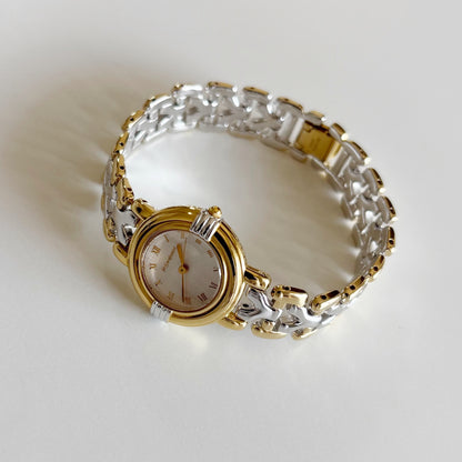 Yves Saint Laurent 1990s Round Dial Two Tone Watch