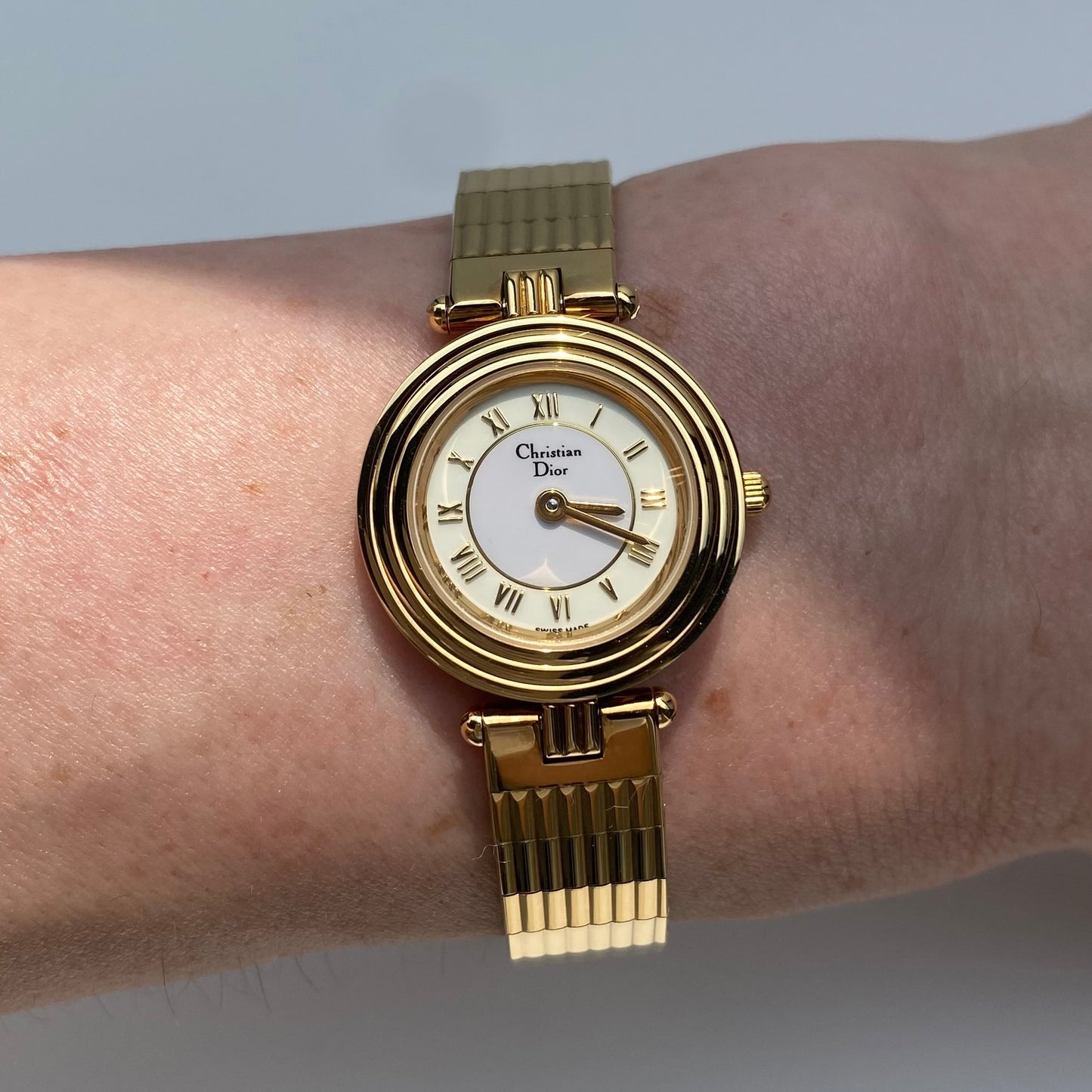Dior 1990s Round Dial Gold Plated Watch