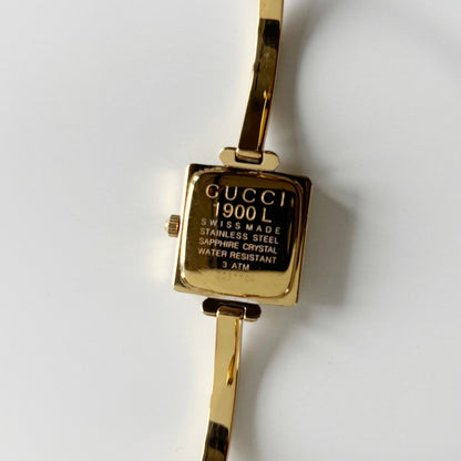 Gucci 1990s Square Dial Gold Plated Bangle Watch