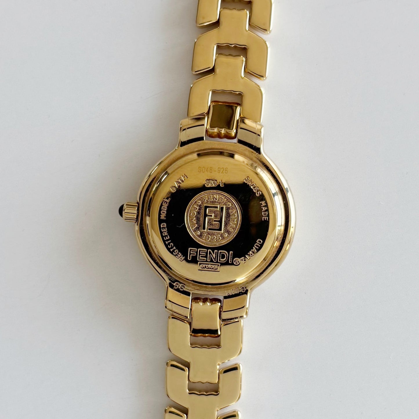Fendi 1990s Round Dial Date Gold Plated Watch