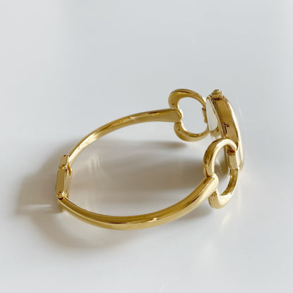 Gucci 1990s Black Dial Gold Plated Bangle Watch