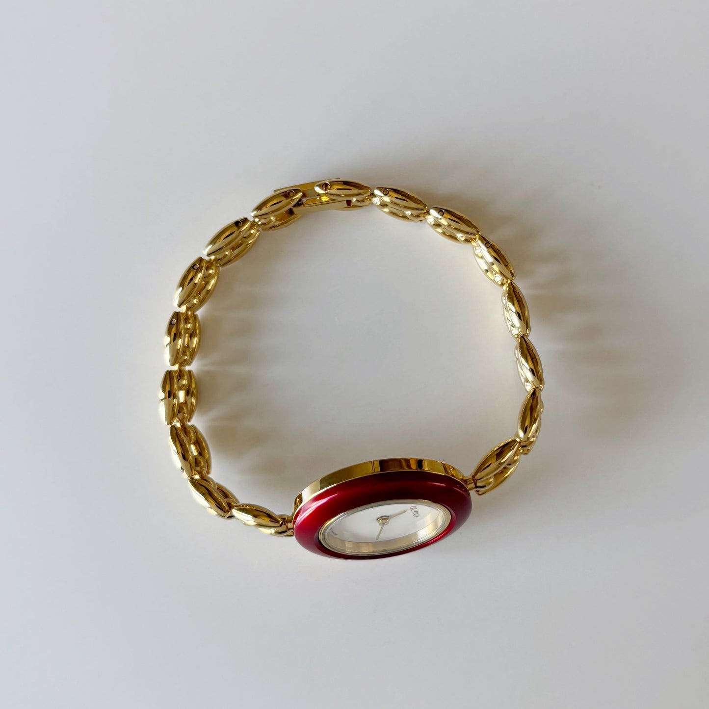 Gucci 1990s Interchangeable Bezel Gold Plated Rice Chain Watch with case, 6 bezels (160mm)