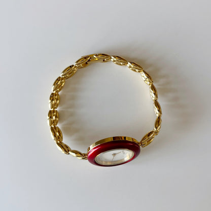 Gucci 1990s Interchangeable Bezel Gold Plated Rice Chain Watch with case, 6 bezels (160mm)
