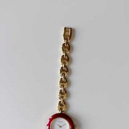 Gucci 1990s Interchangeable Bezel Gold Plated Chain Watch with 6 bezels, case (165mm)