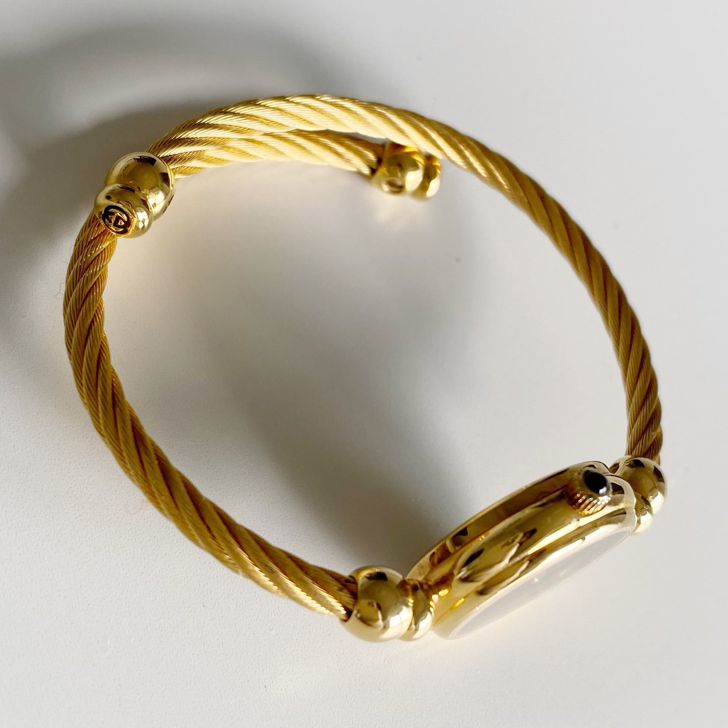 Gucci 1990s Black Dial Gold Plated Cable Bangle Watch