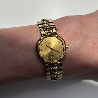 Dior 1990s Octagon Gold Plated Watch