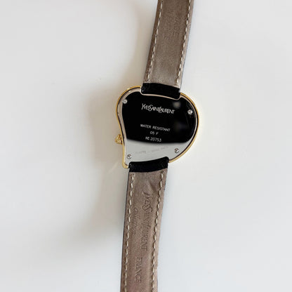 Yves Saint Laurent 1990s Heart Shaped Gold Plated Watch