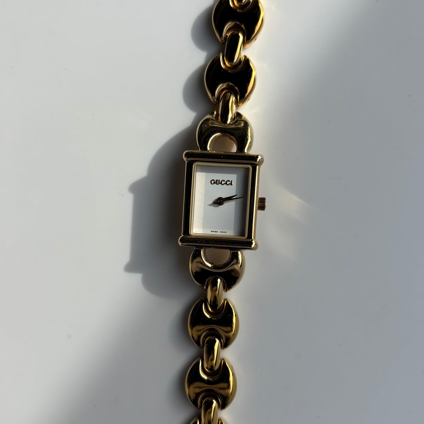 Gucci 1990s Interchangeable Strap Gold Plated Watch with 3 straps, case