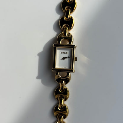 Gucci 1990s Interchangeable Strap Gold Plated Watch with 3 straps, case