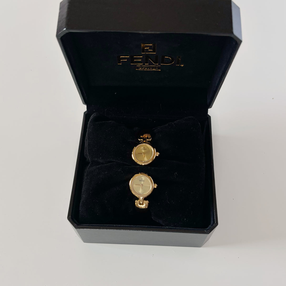 Fendi 1990s Double Face Gold-Plated Bangle Watch