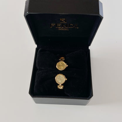 Fendi 1990s Double Face Gold-Plated Bangle Watch