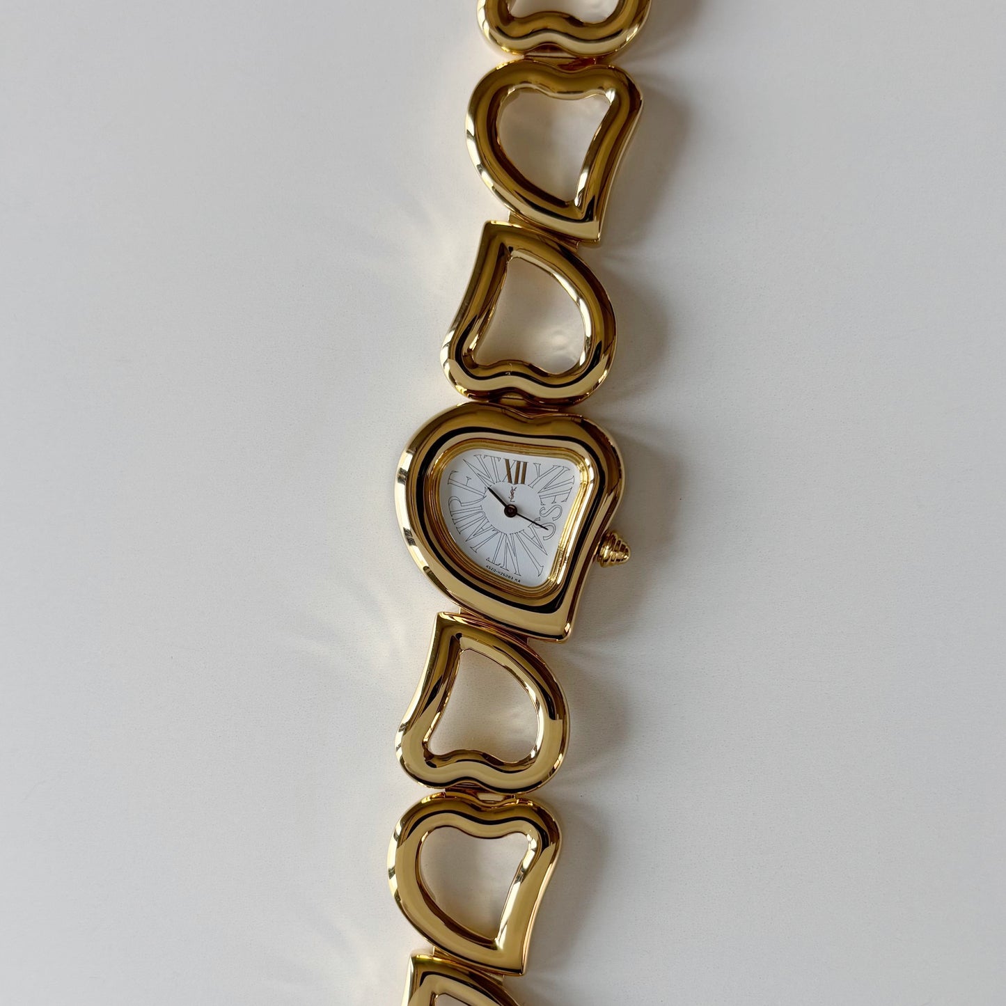 Yves Saint Laurent 1990s Heart Shaped Dial Band Gold Plated Watch (8/1)