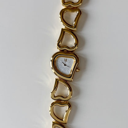 Yves Saint Laurent 1990s Heart Shaped Dial Band Gold Plated Watch (8/1)