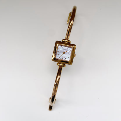 Gucci 1990s Seashell Dial Gold Plated Bangle Watch