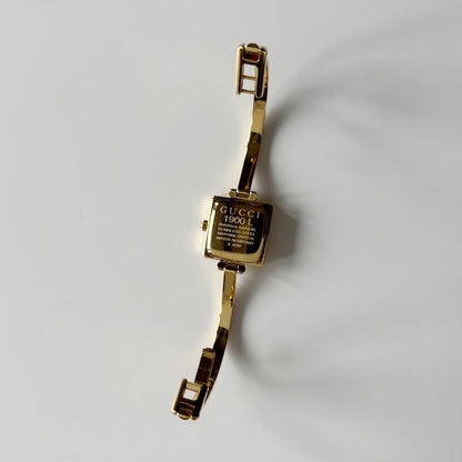 Gucci 1990s Square Dial Gold Plated Bangle Watch