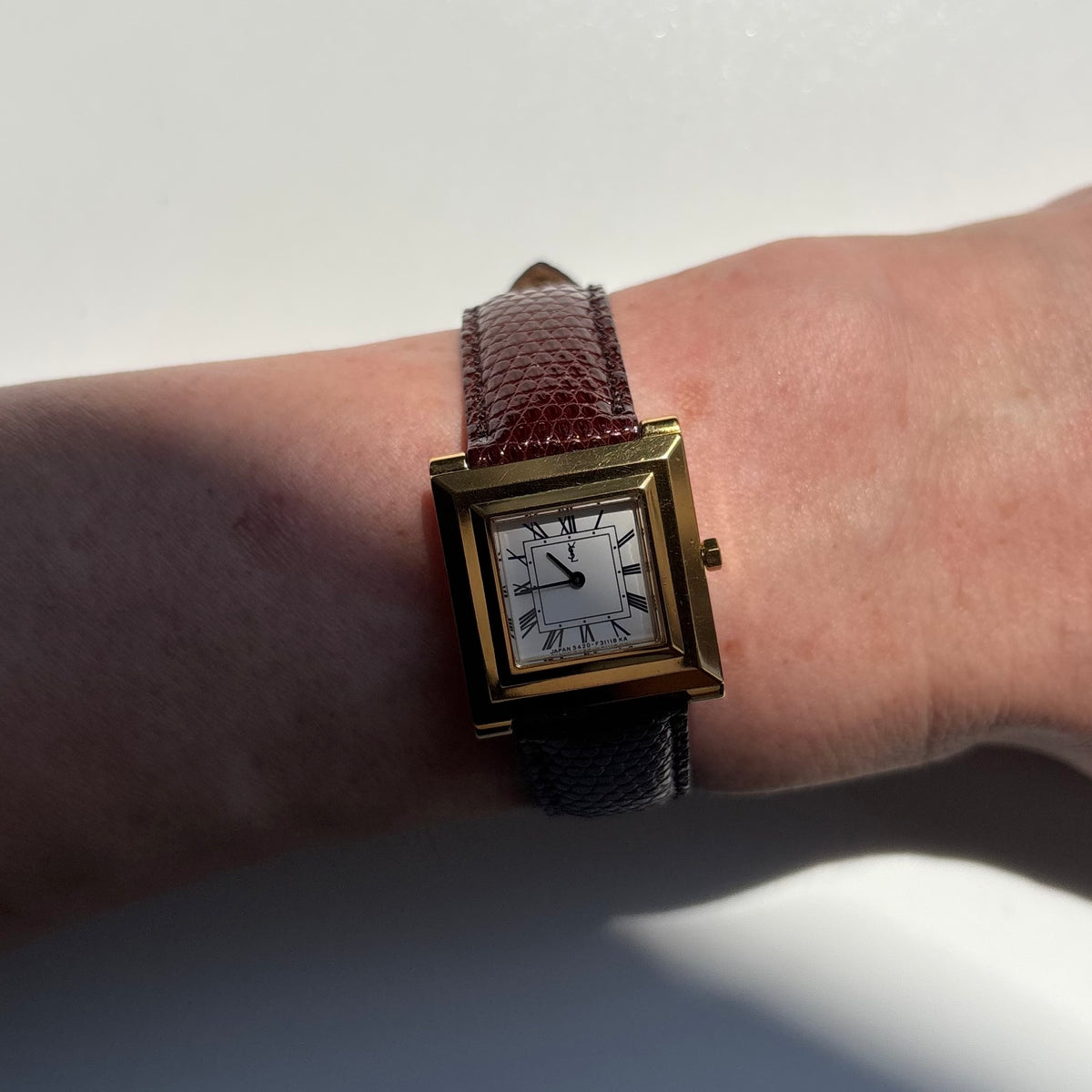 Yves Saint Laurent 1990s Square Dial Gold Plated Watch