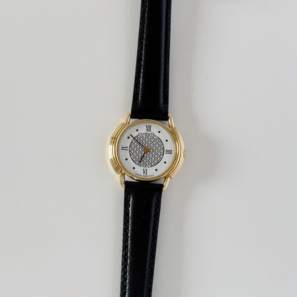 Dior 1990s DC Logo Round Dial Gold Plated Watch