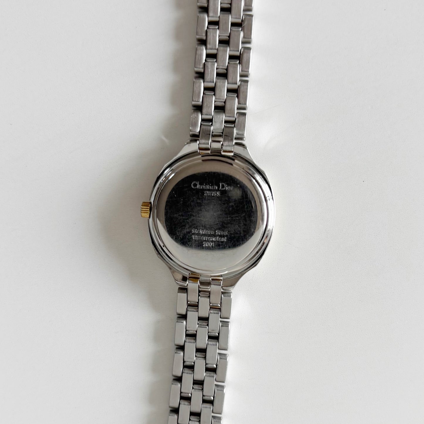 Dior 1990s Date Round Dial Two Tone Watch