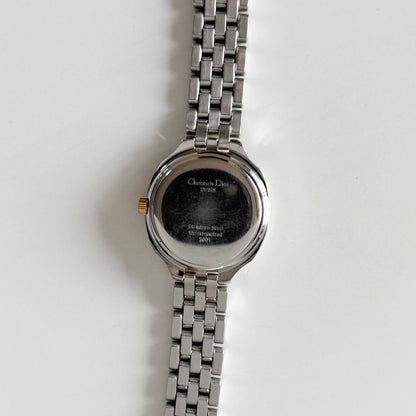 Dior 1990s Date Round Dial Two Tone Watch
