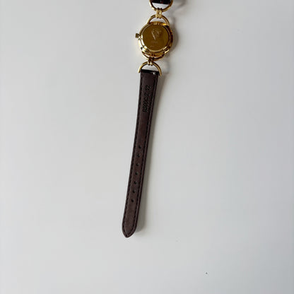 Gucci 1990s Round Dial Horsebit Gold Plated Watch