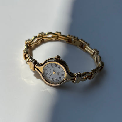 Burberry 1990s Round Dial Gold Plated Watch